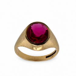 Pre Owned 9ct Mens 9ct Ruby Set Signet Ring ZC117